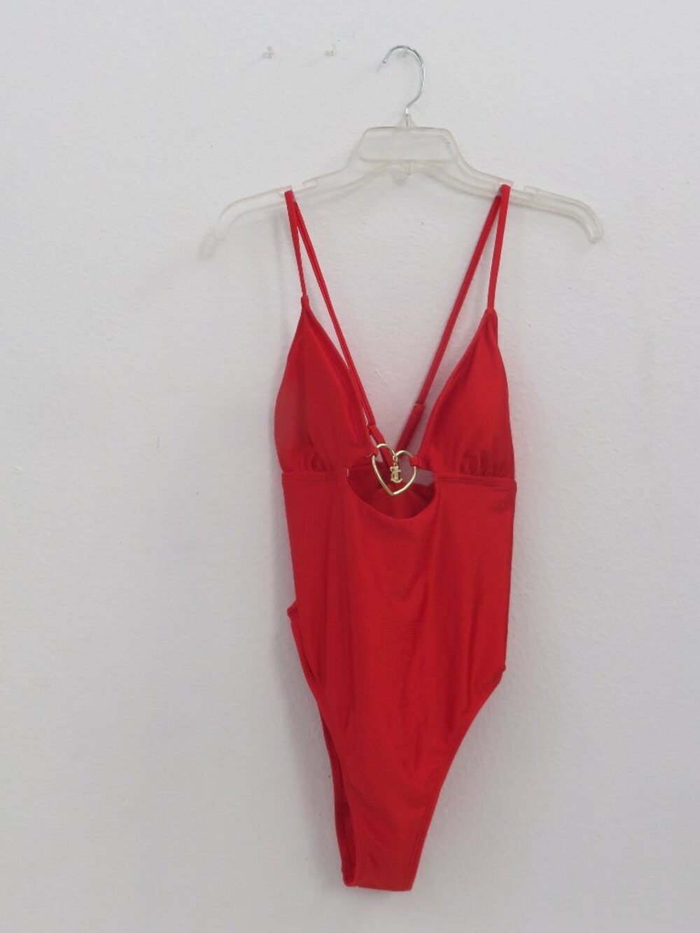 (#143) Juicy Couture Red One-Piece Swimsuit with Gold Heart/Charm Size XL